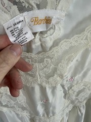 Vtg Barbizon Mid Length Nightgown Ivory pink rose Sexy Light Negligee Cottage M