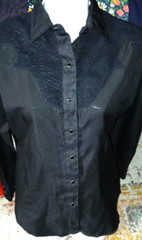 Vintage 80s Panhandle Slim Miss Rodeo Black Sparkly Goth Western Rockabilly