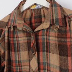 Vintage 70s H.I.S. Women’s Wool Flannel Button Shirt Loop Collar Size Medium USA