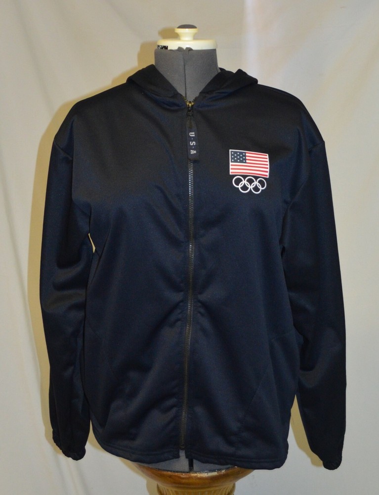 US Olympic Committee Vintage Navy Blue Athletic Hoodie Jacket size L