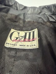 Vintage G-III Black Fringe Leather Jacket Snap Front Moto Style Size S/M Womens