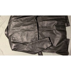 Avon Fashions Black Leather Trench Coat Vintage Belted Jacket F5133X Womens SM