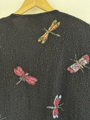 Vintage New Options Butterfly Dragonfly Maxi Dress Jacket Beaded Sequin Medium