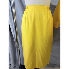 Vintage 80s Edith Flagg Three Flaggs Yellow Skirt Suit Skinner Couture Fabric 10