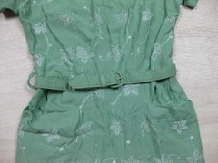 Vintage 50s Wiggle Day Dress (XS) Embroidered Floral Sheath Pockets Cap Sleeve