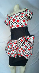 VTG 80S 90S WOMENS POLKA DOT LOUD RETRO NEW WAVE WIGGLE DRESS