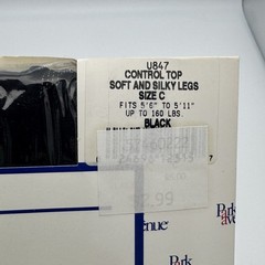 Vintage Park Avenue Deluxe Collection Control Top Pantyhose Black Size C Long