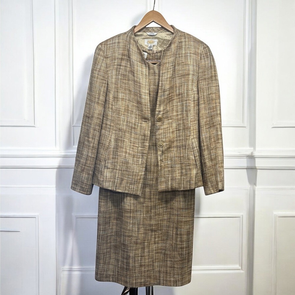 Talbots Womens Tweed Sheath Dress & Suit Jacket Italian Fabric Vintage 10/12