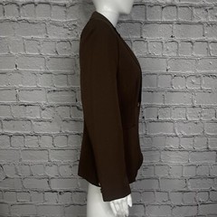 Vintage Panther Blazer Womens Size 9 10 Brown Deep V Dacron Polyester