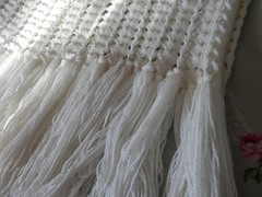 Vintage White Bat Wing Crochet Cape Poncho with Fringe & Notched Collar (Greece)