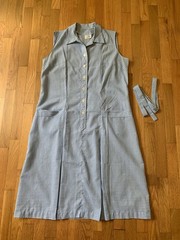 Vintage 1960s 1970s Blue & White Gingham Dan River Dress Pockets XL Sz 16