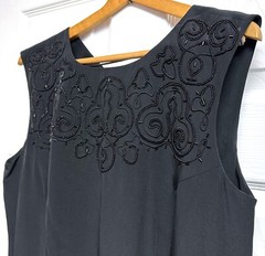 1990’s Vintage Patrick Collection 100% Silk Sheath Dress Black Size 12 Beaded