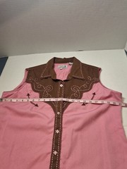 Vintage Panhandle Slim Western Wear Top, Woman’s Xl, Polyester Blend, Pink