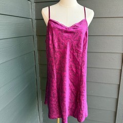 Apt 9 Intimates XL Magenta Satin Floral Chemise Slip Dress Coquette Lingerie