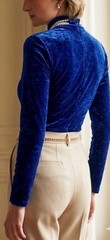 VTG 80s Escada Margaretha Ley Purple Velvet Bodysuit Sz 40 Made In Germany NOS