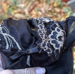 Y2K Vintage Midnight Hour Lingerie Teddy Black Beige Lace Deep v Neck Size L