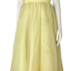 Vintage 50s Pastel Yellow Prom Dress Ball Gown XS Formal Cupcake Flaws 24″ Waist