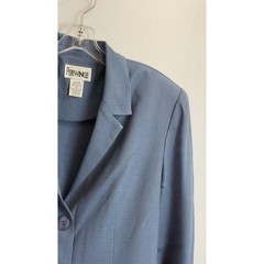 Vintage Periwinkle Blue Suit Set Floral Embroidered 2 Piece Blazer Dress Size 12