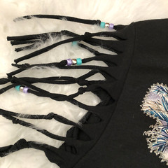 NOS Vintage 80s AFRICAN ANIMALS Graphic BEADED FRINGE T Shirt M Tee 90s CHEETAH