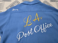 Vintage 50s 60s Mr Mort Bowling Shirt L.A. Post Office Chain Stitch 40 Gabardine