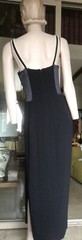 Vtg 80s Studibaker Hawk Black Column Gown Pearl Shoulder Straps 12/14
