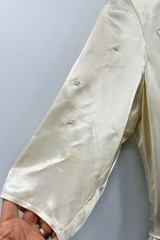 1930s Wedding Bridal Gown Ivory Liquid Satin & Embroidered Lace Train Handmade