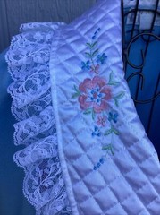 Vintage Honors Intimates Full Length Light Blue Robe Front Tie Sz Small Lace