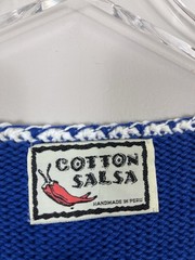Cotton Salsa Vintage Blue CATS Sweater Vest Peru Size Large