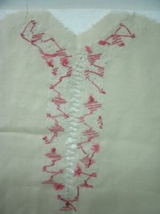 Hand BEADED & APPLIQUE DICKIE /Tuxedo Front –Beige Linen Fabric–Original/Vtg