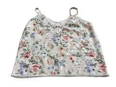 Vintage Escapades White Floral Lace Trim Camisole Women’s Large Coquette Y2K Cot