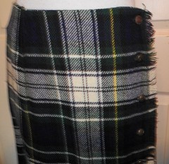 Vintage Green Blue Tartan Plaid Wool Long Kilt Skirt Madison Size 14 W30