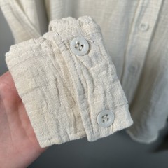 VTG 1970s Scenic Floral Embroidered White Gauze Cotton Button Up Womens Sz L
