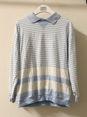 Vintage 90s Honors Misses Light Blue White Stripe Long Sleeve Collar Women’s L