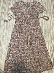 COCO BIANCO Floral Neutral Gold Fleck Dress Cottagecore Size 12 Dolly Kei Lagen