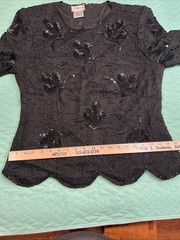 Vintage Stenay Beaded Silk Top Womens XL Sequins Black Formal Party Attire