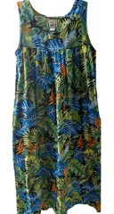 VTG Daffodil Womens Mumu Dress Sz M Parrots Tropical Lounge Wear Cotton Pockets