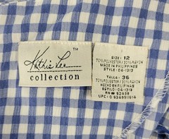 Vintage Kathie Lee Blue & White Gingham Checked Dress w Tie Waist Size 12