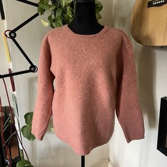Vtg 80s Ann Taylor 100% Shetland Wool Peach Crew Neck Sweater Size Medium