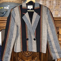 City Girl Vintage 70S? Jacket Cropped Striped Size 9/10 Wool?