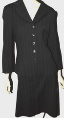 ADRIENNE VITTADINI vtg 90’s SIZE 12 JACKET 14 SKIR SUIT BLACK STRIPED 2 PC SET