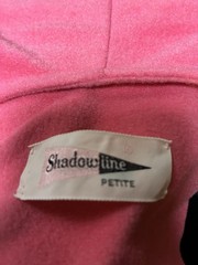 Vtg Shadow line Petite house Gown Dress Polyester Small Pink Puff Sleeve Long