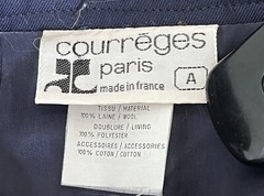 COURREGES PARIS Vtg Blue 100% Wool Skirt Pockets Lined Side Slits Size A (Small)