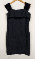 VTG 80s Carmen Marc Valvo Dress Womens 14 Velvet Trim Lace Coquette Whimsigoth