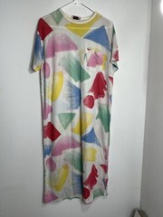 CLOVIS RUFFIN Saks 5th Ave 70s Art Sketch Print Shirt Dress VTG Stranger Things