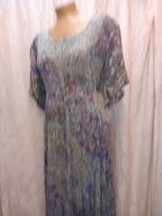 1980’s Gray Blue Purple Soft Rayon Romantic Dress by Nostalgia Size Medium