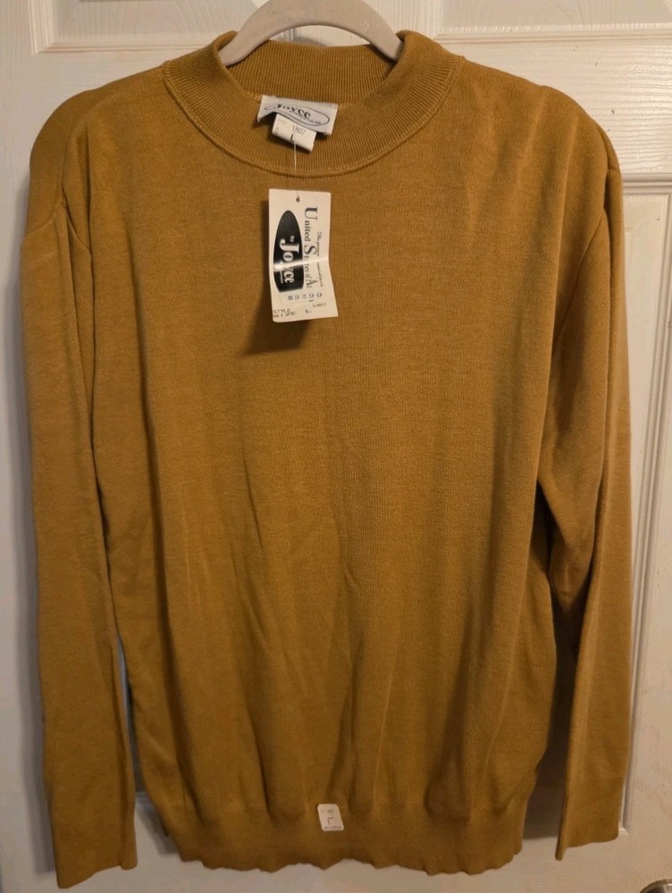 Vntg Joyce Womens Sweater Size L Tan/mustard 100% Acrylic