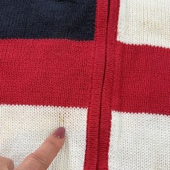 The Quacker Factory Patriotic Flag Hooded Sweater 3X Red White Blue Ramie Cotton