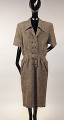 VINTAGE DESIGNER FENDI TWO TONE BUTTER SOFT LINEN TWEED DRESS – MADE IN ITALY