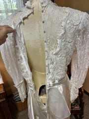 VTG 80s JESSICA MCCLINTOCK White Lace Victorian Wedding Dress High Neck 36x30x38