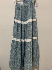 Handmade 1970s Women XS Blue Prairie 2 Piece Set Lace Trim Bohemian Vintage